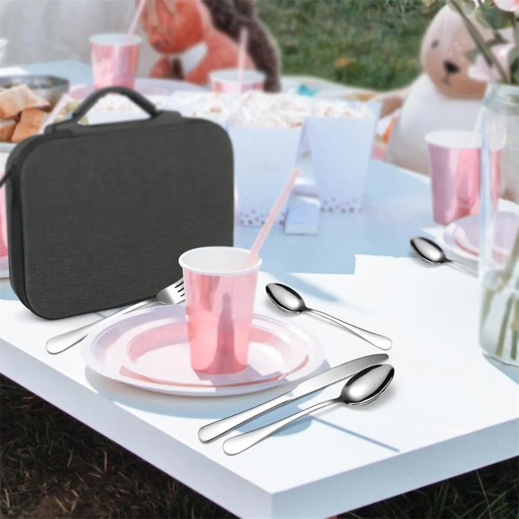 Stainless Steel Fork Spoon Portable Outdoor Camping Barbecue Plate Tableware Set of 10 Pieces