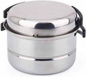 Stainless Steel Outdoor Pan Set Camping Cookware Portable Frying Pan Steaming Rack Pots Hiking Picnic Cooking Tableware