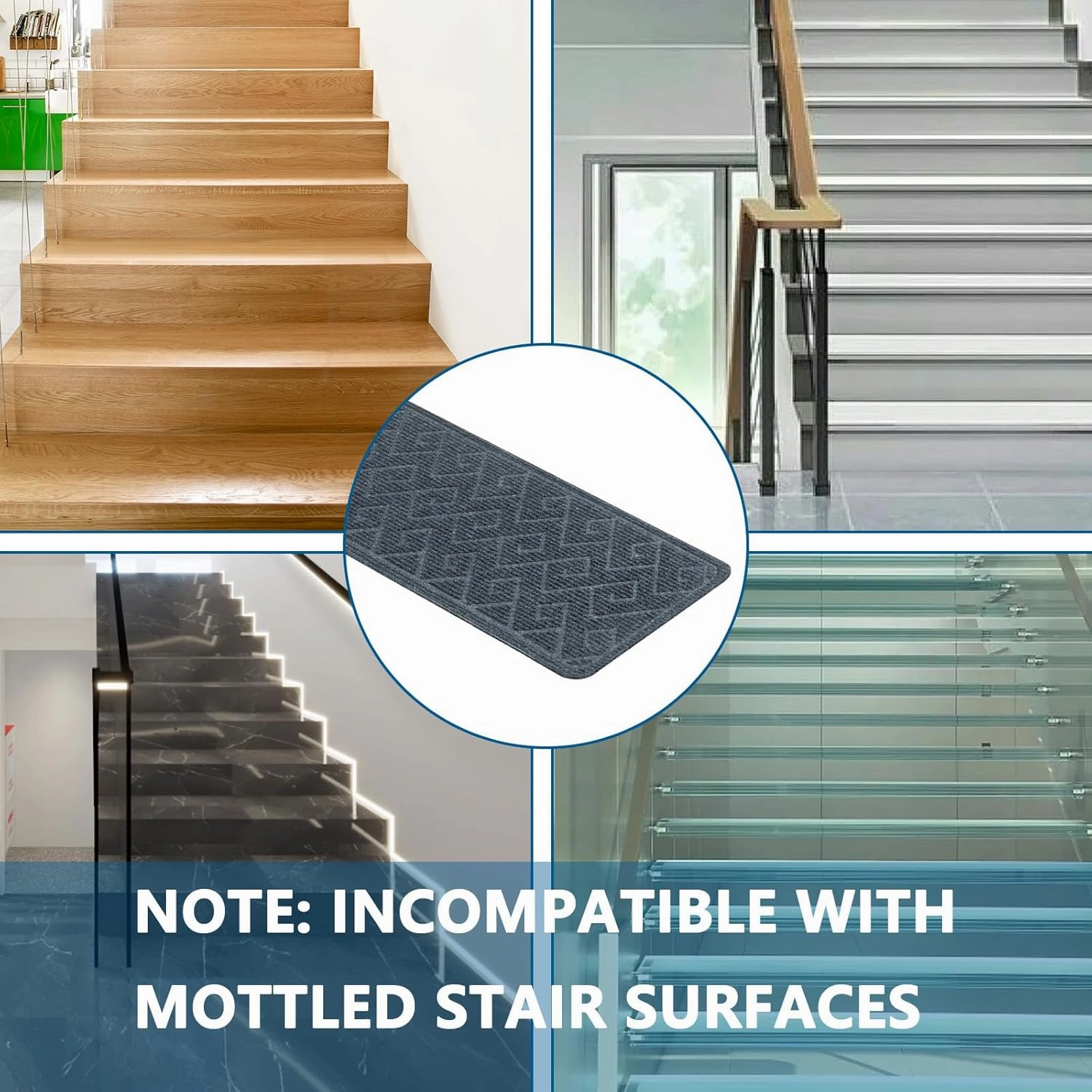 Stair Treads for Wooden Steps Indoor, 15 Pack 8" X 30" Non Slip Carpet Stair Treads with Reusable Adhesive for Kids Elders and Dogs, Surface Polyester TPR Backing Stair Rugs