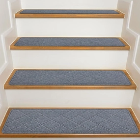 Stair Treads for Wooden Steps Indoor, KOOTETA 15 Pack 8" X 30" Non Slip Carpet Stair Treads with Reusable Adhesive for Kids Elders and Dogs, Surface Polyester TPR Backing Stair Runner Rugs, Dark Grey