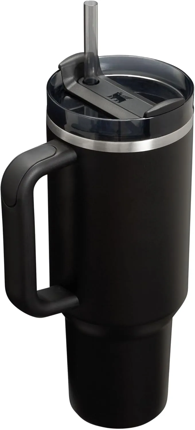 Stanley Quencher H2.0 Tumbler with Handle and Straw 40 oz | Flowstate 3-Position Lid | Cup Holder Compatible for Travel | Insulated Stainless Steel Cup | BPA-Free | Black 2.0