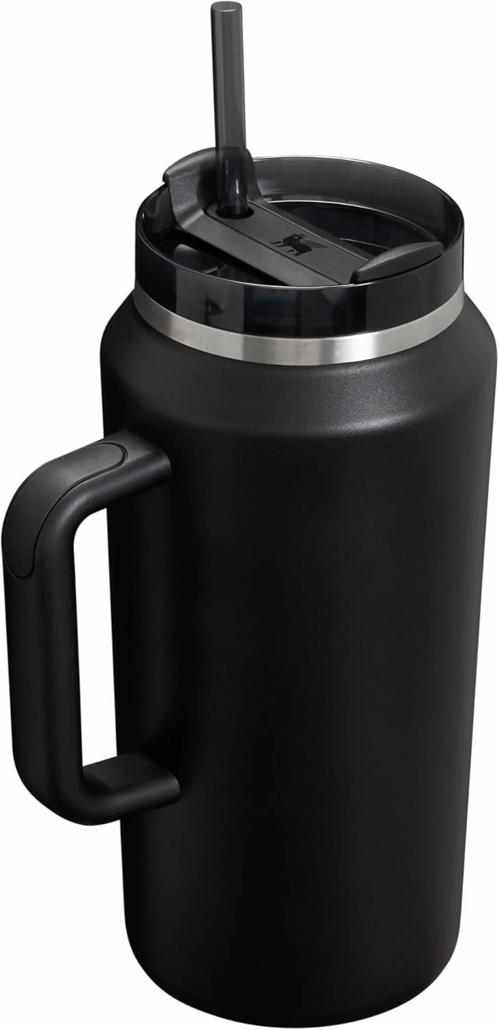 Stanley Quencher H2.0 Tumbler with Handle & Straw 64 oz | Flowstate 3-Position Lid | Large Capacity for Travel & Sports | Insulated Stainless Steel Cup | BPA-Free | Black 2.0