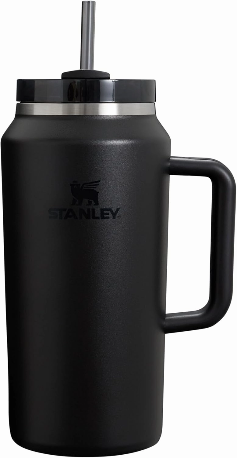 Stanley Quencher H2.0 Tumbler with Handle & Straw 64 oz | Flowstate 3-Position Lid | Large Capacity for Travel & Sports | Insulated Stainless Steel Cup | BPA-Free | Black 2.0