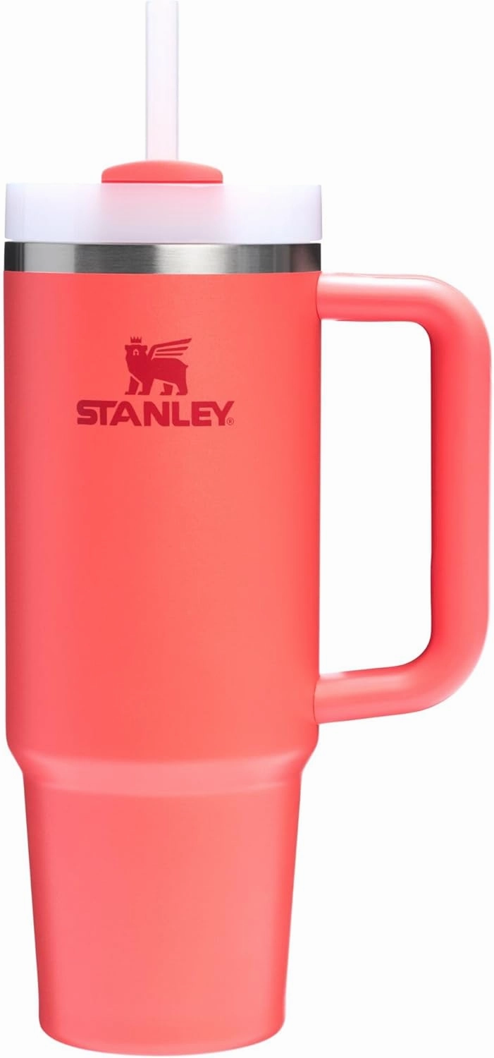 Stanley Quencher H2.0 Tumbler with Handle and Straw 30 oz | Flowstate 3-Position Lid | Cup Holder Compatible for Travel | Insulated Stainless Steel Cup | BPA-Free | Hot Coral