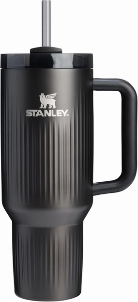 Stanley Quencher H2.0 Tumbler with Handle and Straw 40 oz | Flowstate 3-Position Lid | Cup Holder Compatible for Travel | Insulated Stainless Steel Cup | BPA-Free | Fluted Black