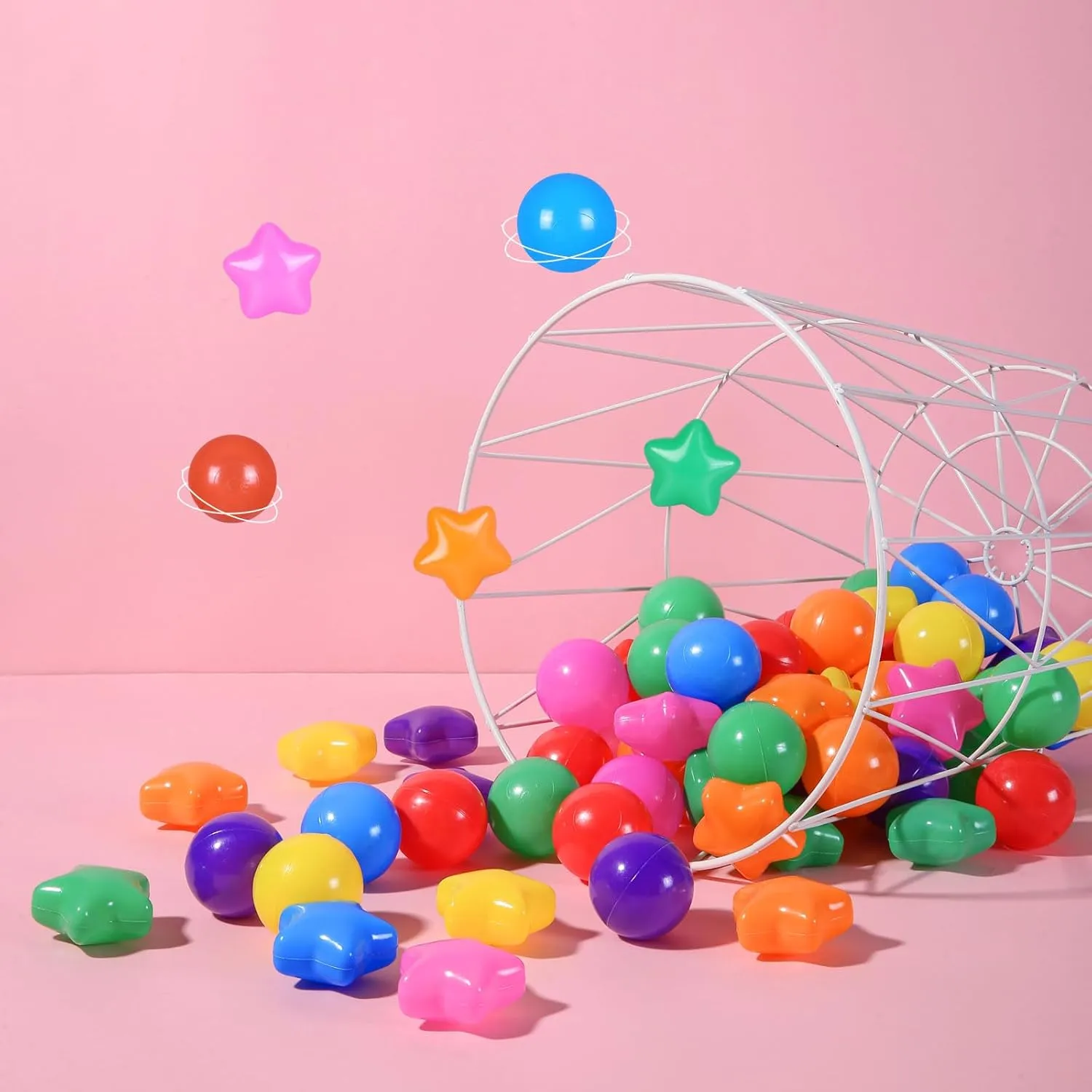 STARBOLO Ball Pit Balls - 200 Bulk Mixed Rainbow Stars Crush Proof Plastic Children's Toy Balls Star Ocean Balls for Birthday Party Christmas Water Toy Indoor Outdoor