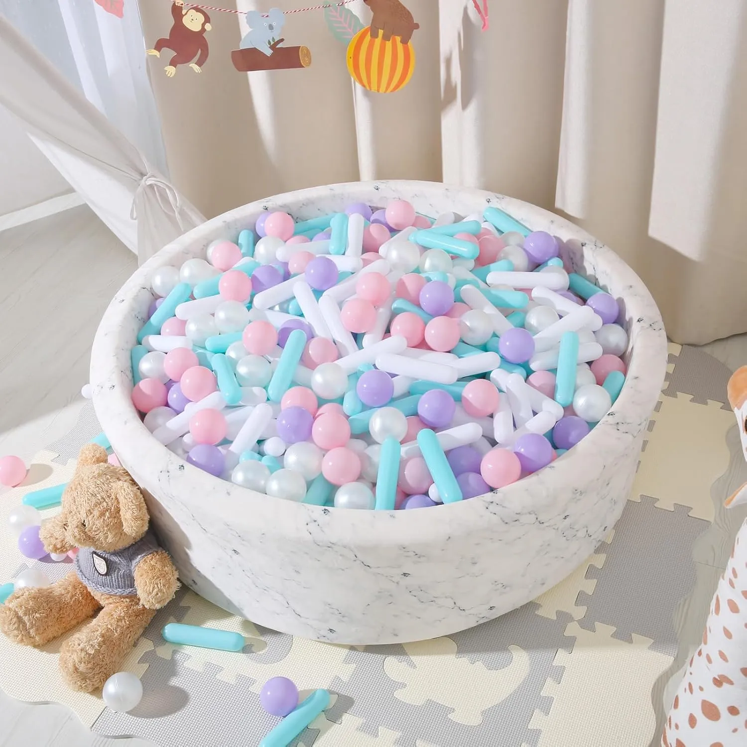 STARBOLO Ball Pit Balls for Kids -120pcs Crush Proof Plastic Macaron Toy Balls for Ball Pit, Ball Pit Play Tent, Baby Pool Water Toys, Birthday Party Decoration, Photo Props