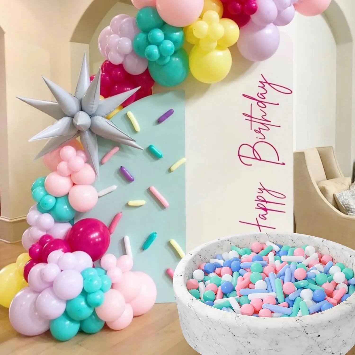 STARBOLO Ball Pit Balls for Kids -Pack of 120 Macaron Balls Crush Proof Plastic Toy Balls for Toddler Ball Pit, Ball Pit Play Tent, Party, Baby Pool Water Toys