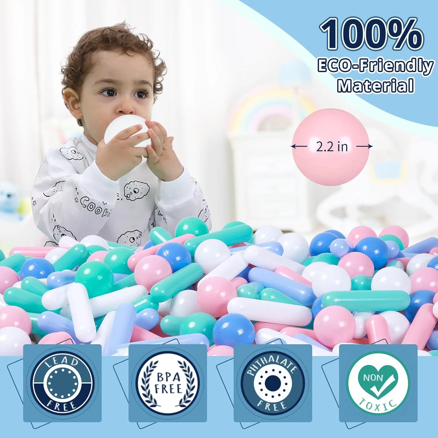 STARBOLO Ball Pit Balls for Kids -Pack of 120 Macaron Balls Crush Proof Plastic Toy Balls for Toddler Ball Pit, Ball Pit Play Tent, Party, Baby Pool Water Toys