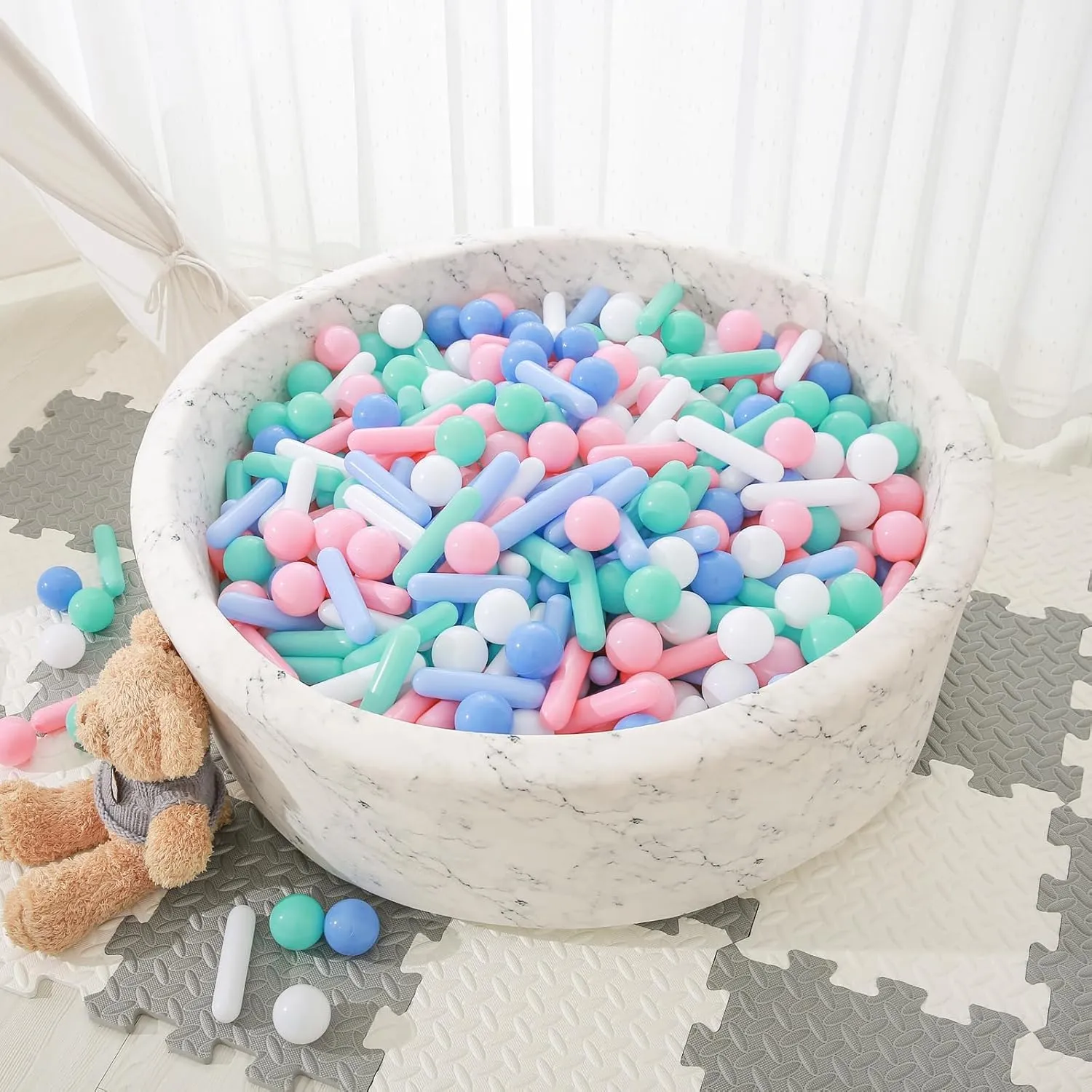 STARBOLO Ball Pit Balls for Kids -Pack of 120 Macaron Balls Crush Proof Plastic Toy Balls for Toddler Ball Pit, Ball Pit Play Tent, Party, Baby Pool Water Toys
