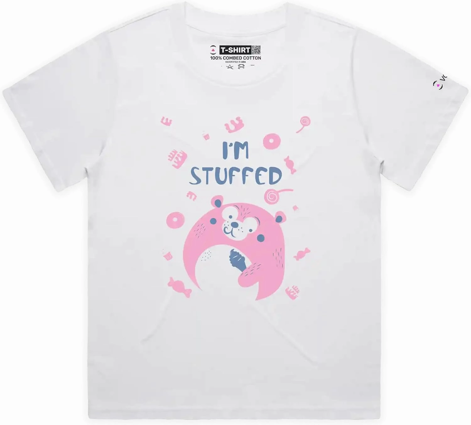 Stuffed Teddy Funny T-Shirt with Premium Quality Graphic Toy Bear Eating Ice Cream Tee with Play on Words
