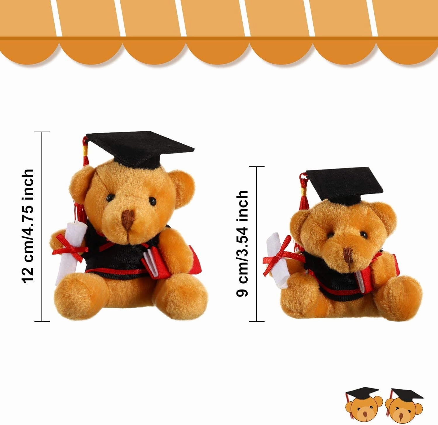 Sumind 6 Pieces Graduation Bears Class of 2025 Graduation Plush Bears Bulk Stuffed Animal with Cap for Kindergarten Primary School College High School Party Favors(Black)