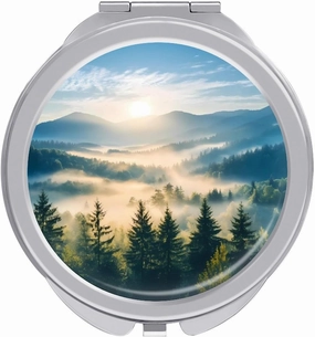 Sunrise Misty Forests Pocket Mirror Mini Portable Makeup Mirror Travel Compact Mirror