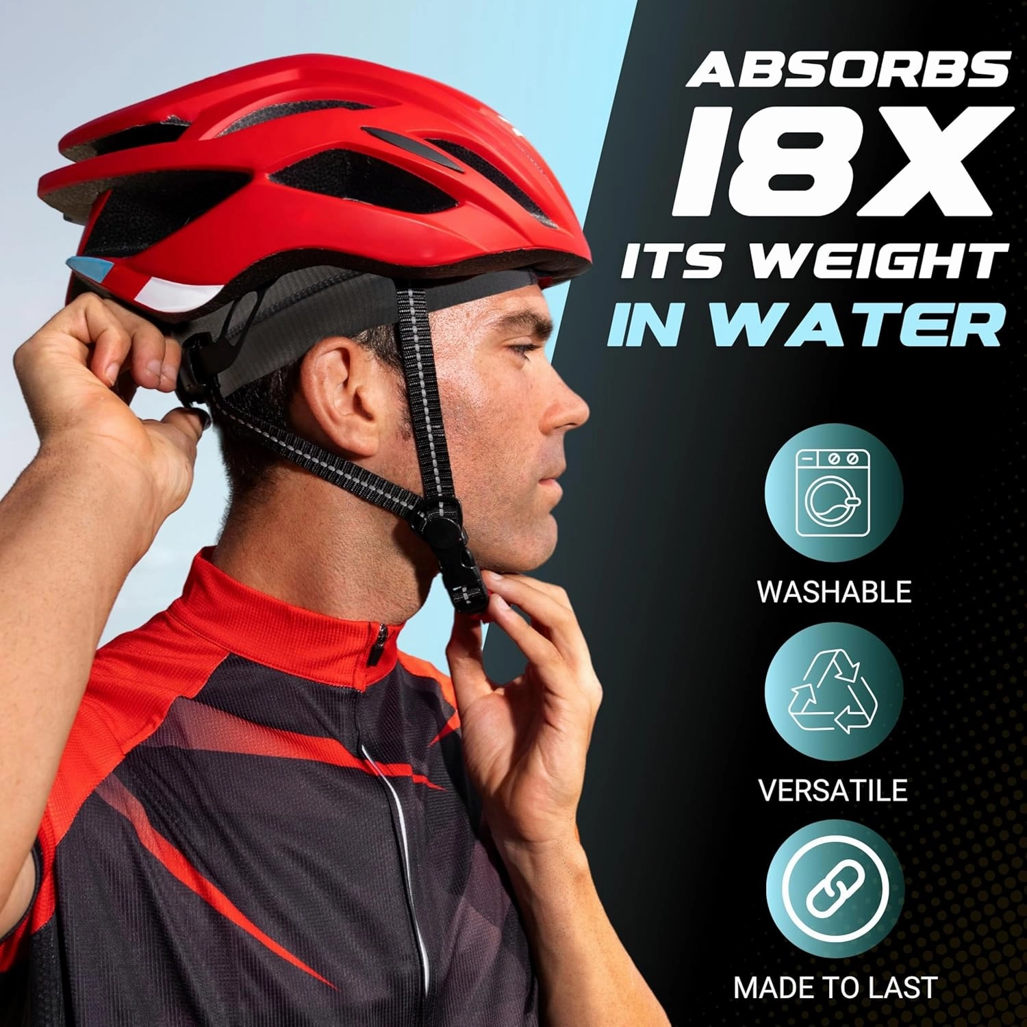 SweatHawg Skull Cap Shorty – Black Helmet Liner for Men & Women, Ultra-Absorbent No-Drip Cooling Cap for Hard Hats & Workouts