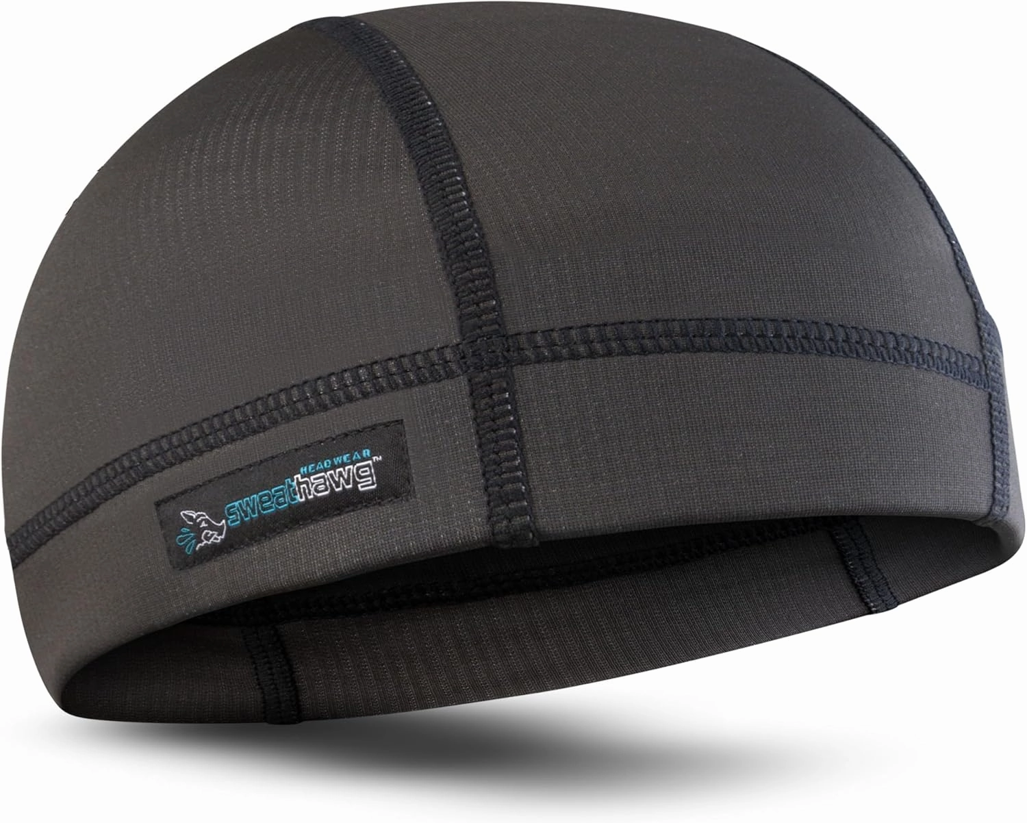 SweatHawg Skull Cap Shorty – Black Helmet Liner for Men & Women, Ultra-Absorbent No-Drip Cooling Cap for Hard Hats & Workouts