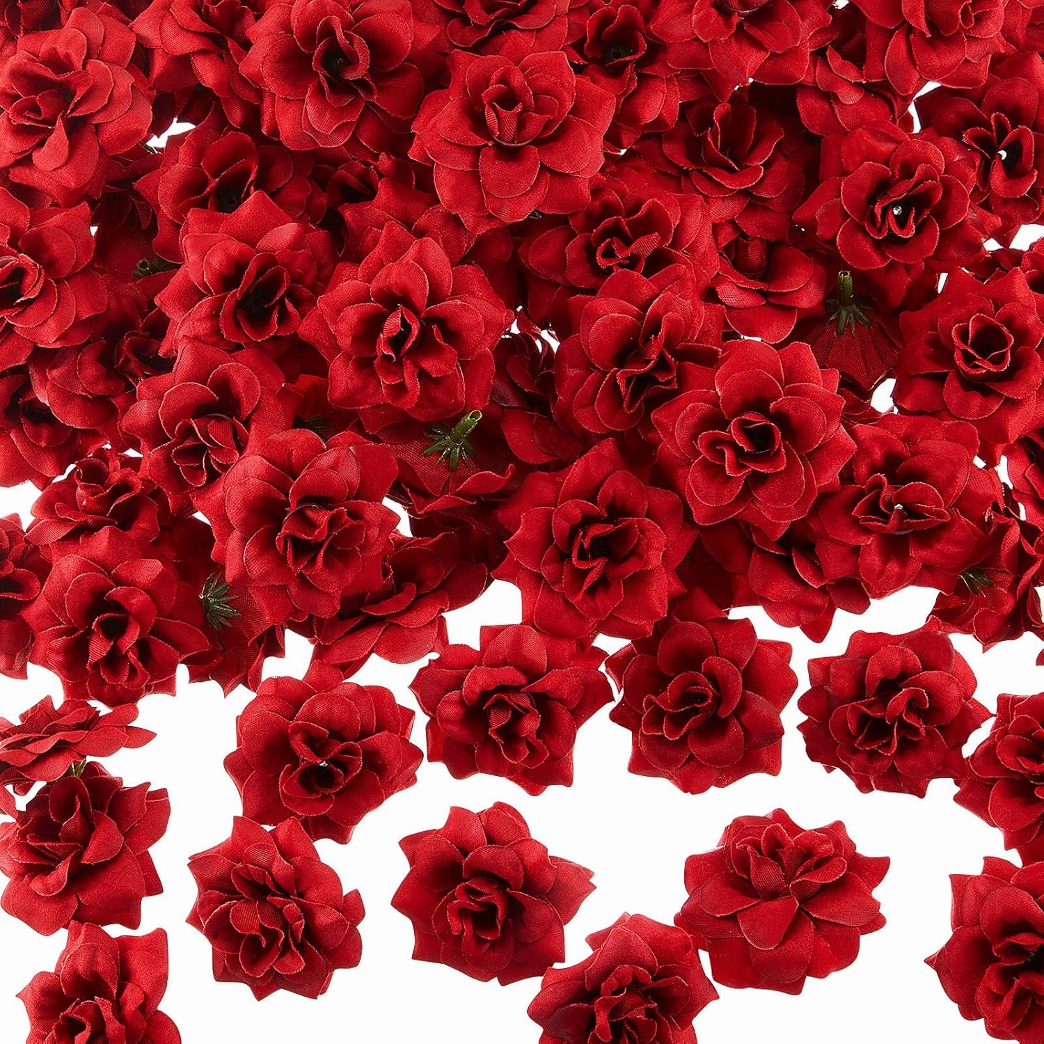 Syhood 100 Pieces Small Red Artificial Roses Head 1. 77" Bulk, Mini Silk Fake Rose Buds DIY for Decoration, Crafts, Wedding Centerpieces Bridal Shower Party Home Decor