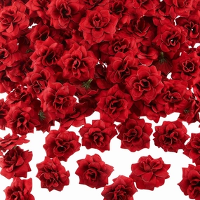 Syhood 100 Pieces Small Red Artificial Roses Head 1. 77" Bulk, Mini Silk Fake Rose Buds DIY for Decoration, Crafts, Wedding Centerpieces Bridal Shower Party Home Decor