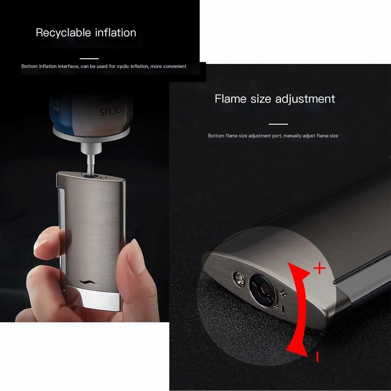 TARVIT Mini Torch Lighter Windproof Straight Blue Flame Refillable Lighters for Cigarette/Cigar ，Candle，Survival，Camping，Hiking, (Butane Not Included) (Color : Rose Gold Brushed)