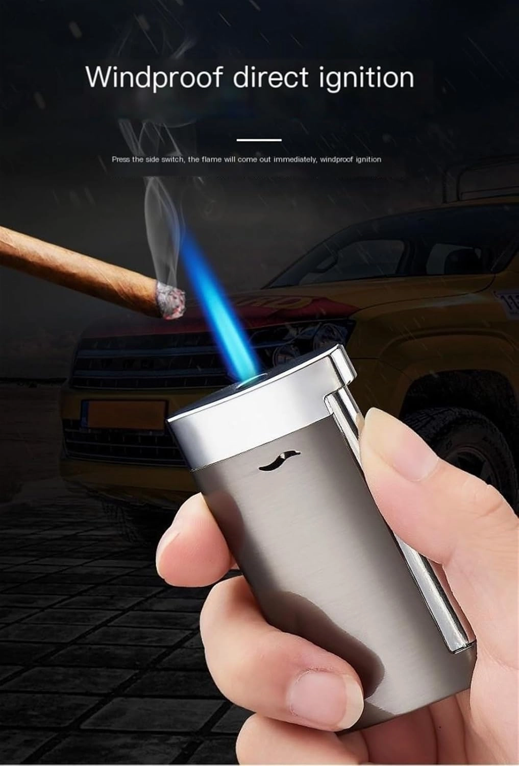 TARVIT Mini Torch Lighter Windproof Straight Blue Flame Refillable Lighters for Cigarette/Cigar ，Candle，Survival，Camping，Hiking, (Butane Not Included) (Color : Rose Gold Brushed)