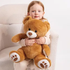 Teddy Bear Stuffed Animal, 15 inch Stuffed Teddy Bear with Footprints, Brown Bear Stuffed Animal Gifts for Kids Baby Toddlers on Baby Shower, Valentine's Day