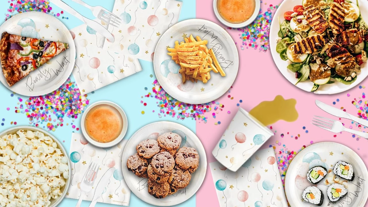Teddy Bear Party Supplies - Bear Baby Shower Tableware Set Includes Plates Cups and Napkis (48 Piece, We Can Bearly Wait)