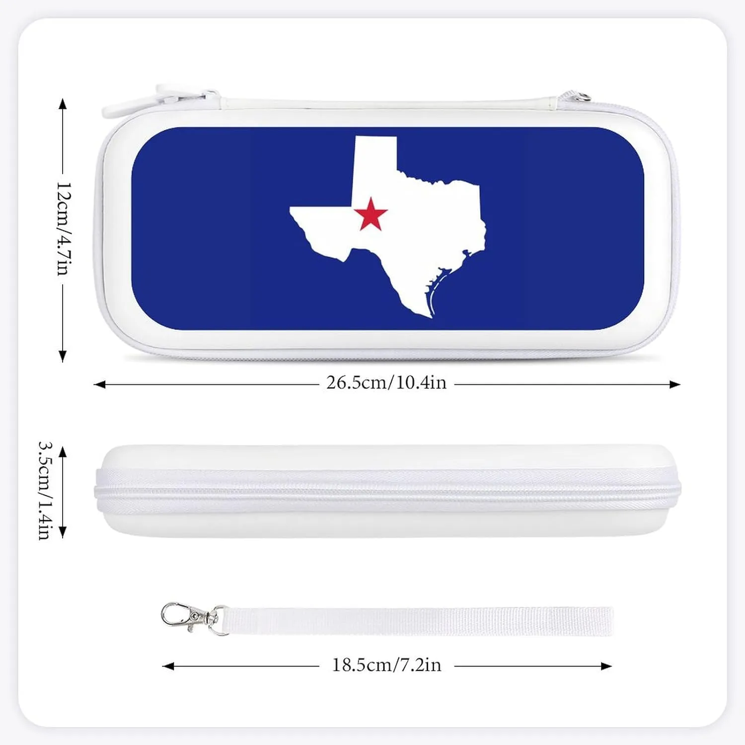 Texas Flag Map Portable Compatible with Switch Carrying Case Protector Bag with 15 Games Accessories White-Style