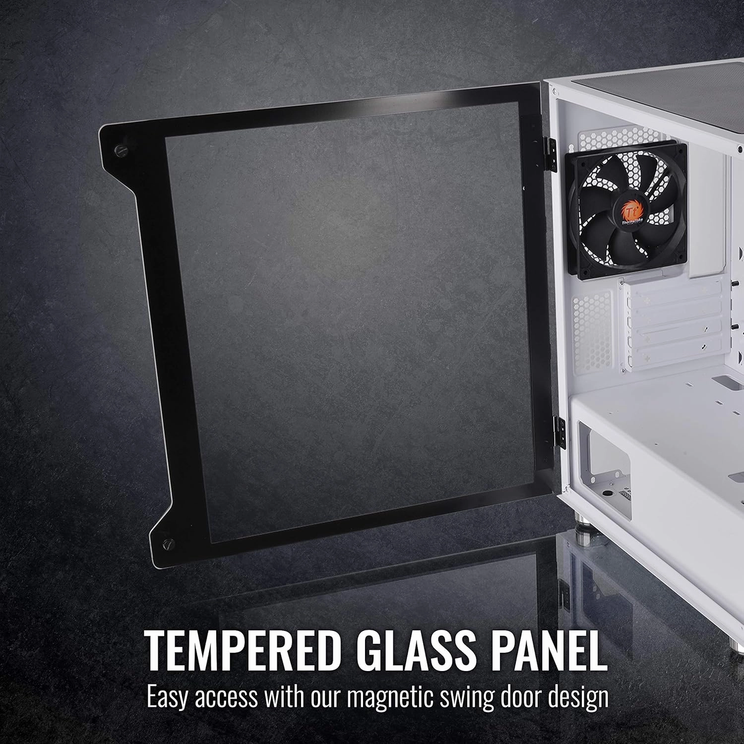 Thermaltake S100 Tempered Glass Snow Edition Micro-ATX mini-Tower Computer Case with 120mm Rear Fan Pre-Installed CA-1Q9-00S6WN-00, White