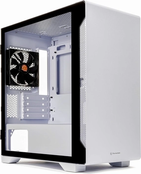 Thermaltake S100 Tempered Glass Snow Edition Micro-ATX mini-Tower Computer Case with 120mm Rear Fan Pre-Installed CA-1Q9-00S6WN-00, White