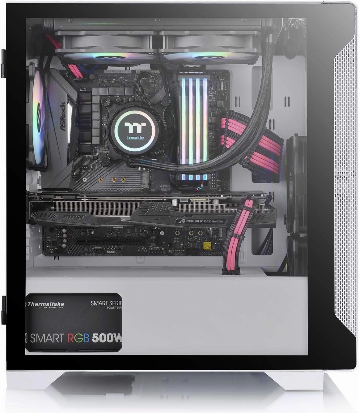 Thermaltake S100 Tempered Glass Snow Edition Micro-ATX mini-Tower Computer Case with 120mm Rear Fan Pre-Installed CA-1Q9-00S6WN-00, White