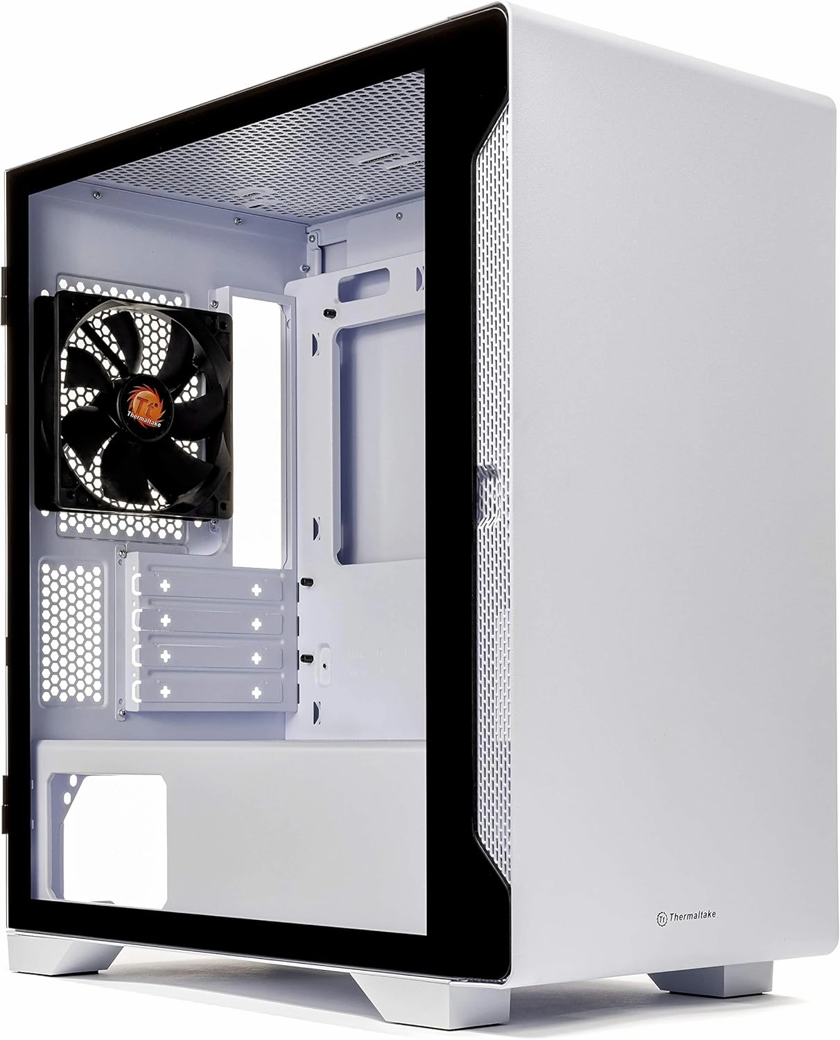 Thermaltake S100 Tempered Glass Snow Edition Micro-ATX mini-Tower Computer Case with 120mm Rear Fan Pre-Installed CA-1Q9-00S6WN-00, White