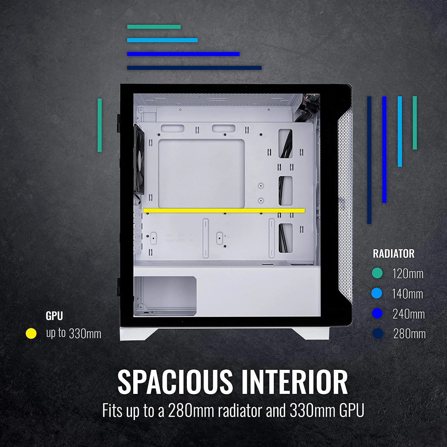 Thermaltake S100 Tempered Glass Snow Edition Micro-ATX mini-Tower Computer Case with 120mm Rear Fan Pre-Installed CA-1Q9-00S6WN-00, White