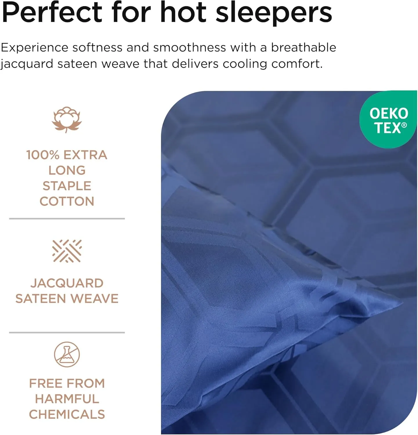 Threadmill 100% Cotton Sheets for Full Size Bed - 600 Thread Count Full Bed Sheets Set with 16” Deep Pocket - Jacquard Sateen Weave 4-Piece Bedding Set with Cooling Effect, Folkstone Blue