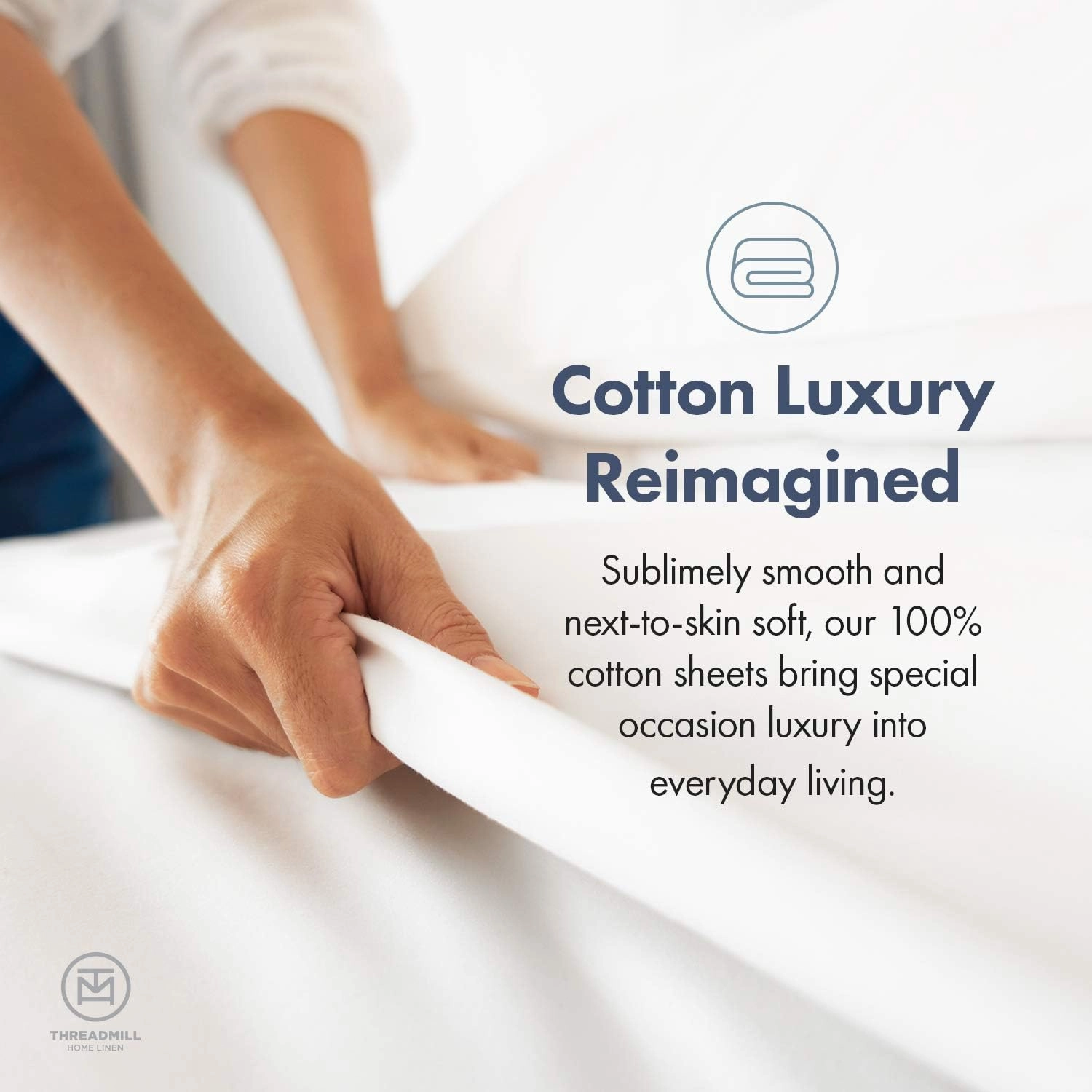 Threadmill 100% Cotton Sheets for Queen Size Bed - 600 Thread Count Queen Bed Sheets Set with 16” Deep Pocket - Sateen Weave 4-Piece Bedding Set with Cooling Effect, Folkstone Blue