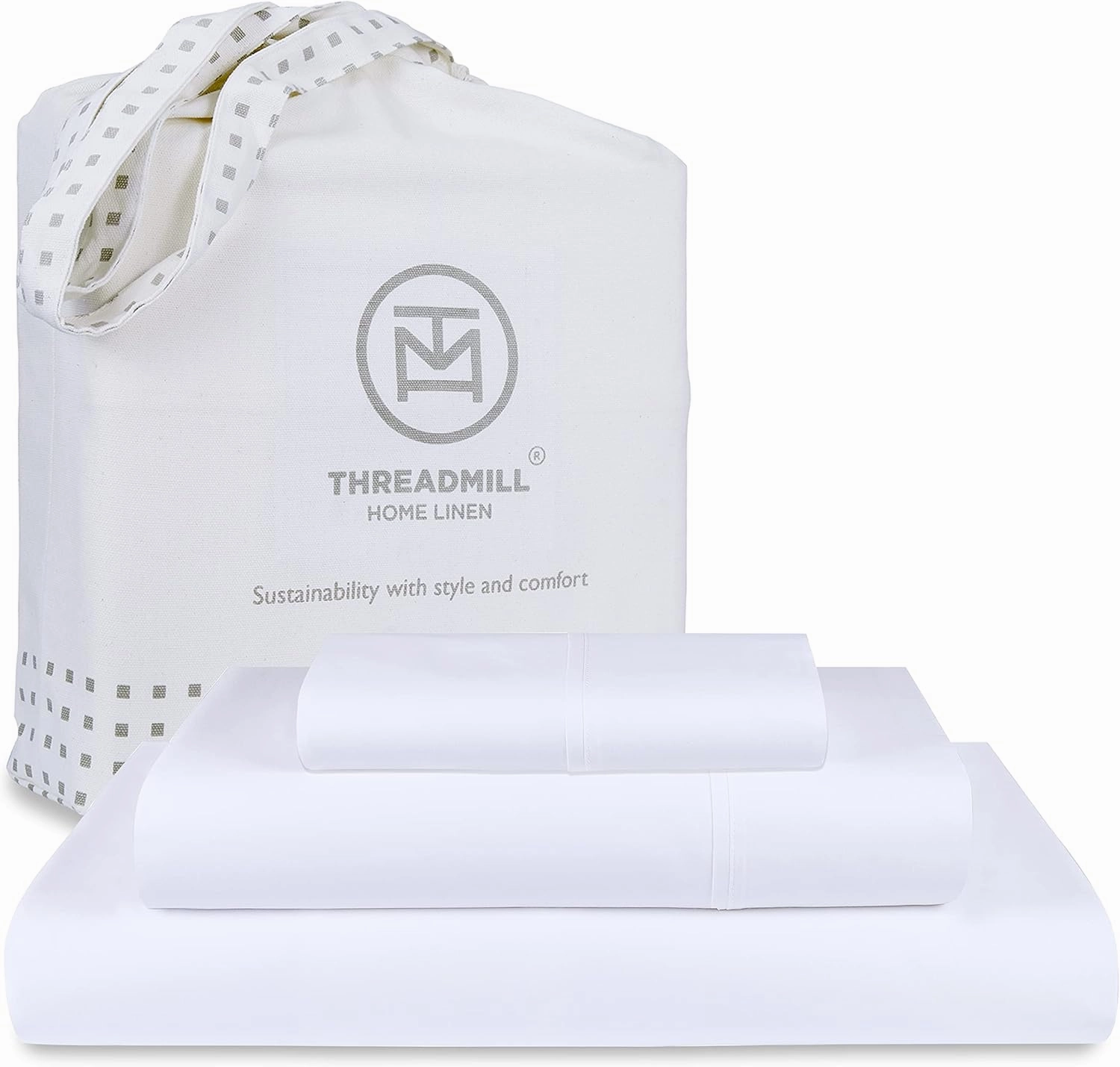 Threadmill 100% Cotton Sheets for Twin Size Bed - 600 Thread Count Twin Bed Sheets Set with 15” Deep Pocket - Sateen Weave 3-Piece Bedding Set with Cooling Effect, White