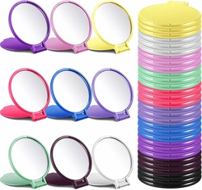 Thyle 300 Pcs Compact Mirror Bulk, Pocket Mini Folding Round Makeup Mirror for Purse Small Portable Travel Cosmetic Women Gifts Daily Use Party Favors, 10 Colors