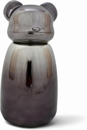 Timi Bear Figurines Stainless Steel Vacuum Insulated Bottle with Strap, 16oz Double Wall Stainless Steel Thermos for Cold & Hot Beverages, Keeps Drinks Cold Up To 24hrs and Hot Up To 12hrs (Grey)