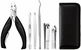 Toenail Clippers 6/7/8 Piece Set of Nail Clippers Set Nail Set Personal Care Set Professional Pedicure Set Beauty Set Nail Clipper Set (Color : Black, Size : 7-Piece Set)