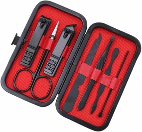 Toenail Clippers 7-Piece Nail Clippers Set Portable Nail Set Personal Care Pedicure Set Stainless Steel Beauty Set (Rose Gold/Black) Nail Clipper Set (Color : A-7 Piece Set)