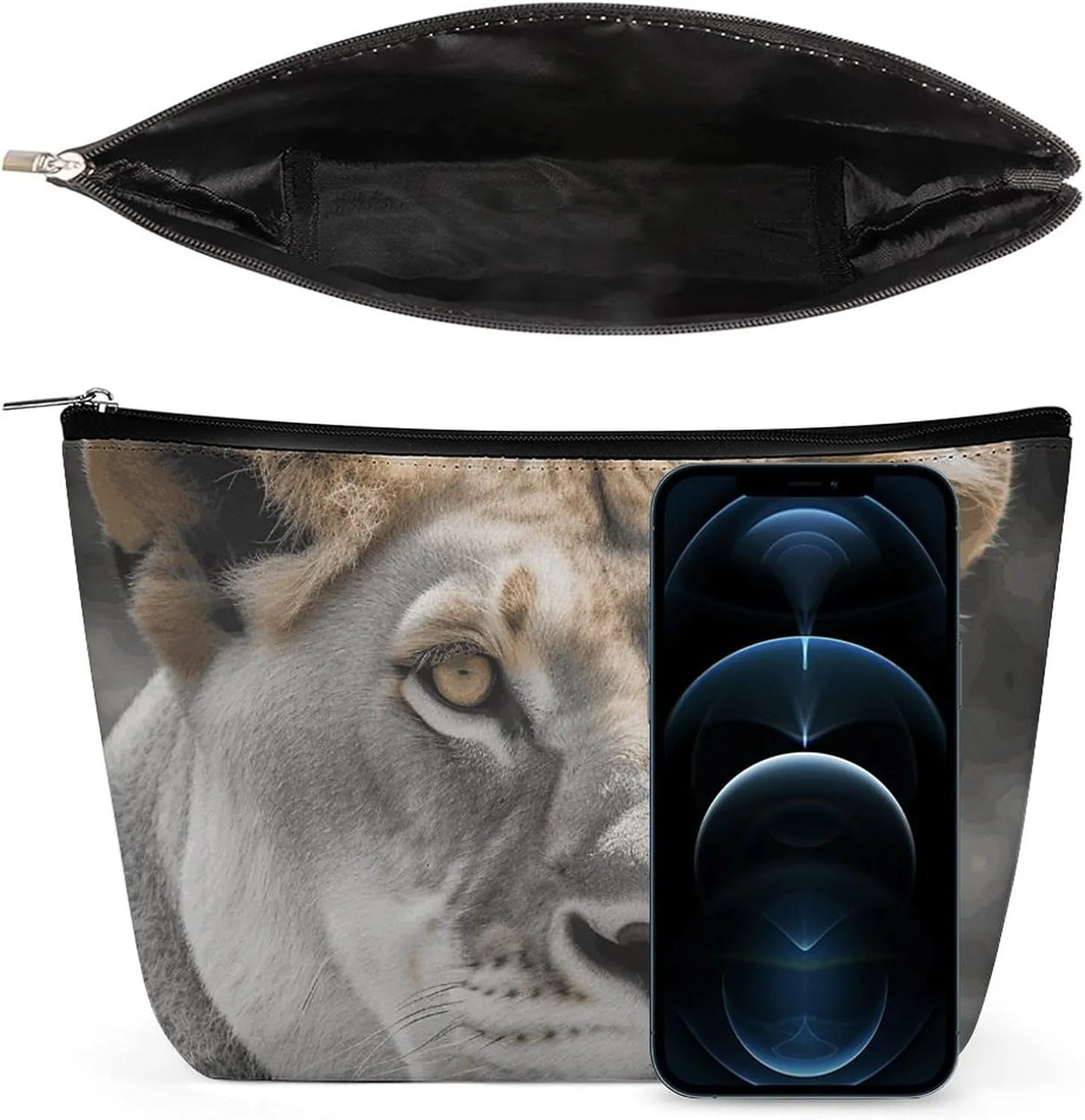 Toiletry Bag for Women Lioness Cosmetic Bag Portable Capacity Travel Makeup Bags with Zipper Lightweight Cute Beauty Makeup Organizer for Traveling, Accessories, Essentials