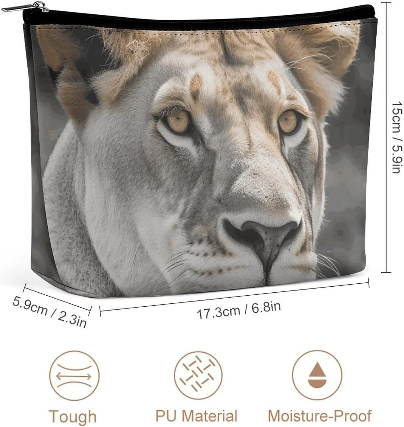 Toiletry Bag for Women Lioness Cosmetic Bag Portable Capacity Travel Makeup Bags with Zipper Lightweight Cute Beauty Makeup Organizer for Traveling, Accessories, Essentials