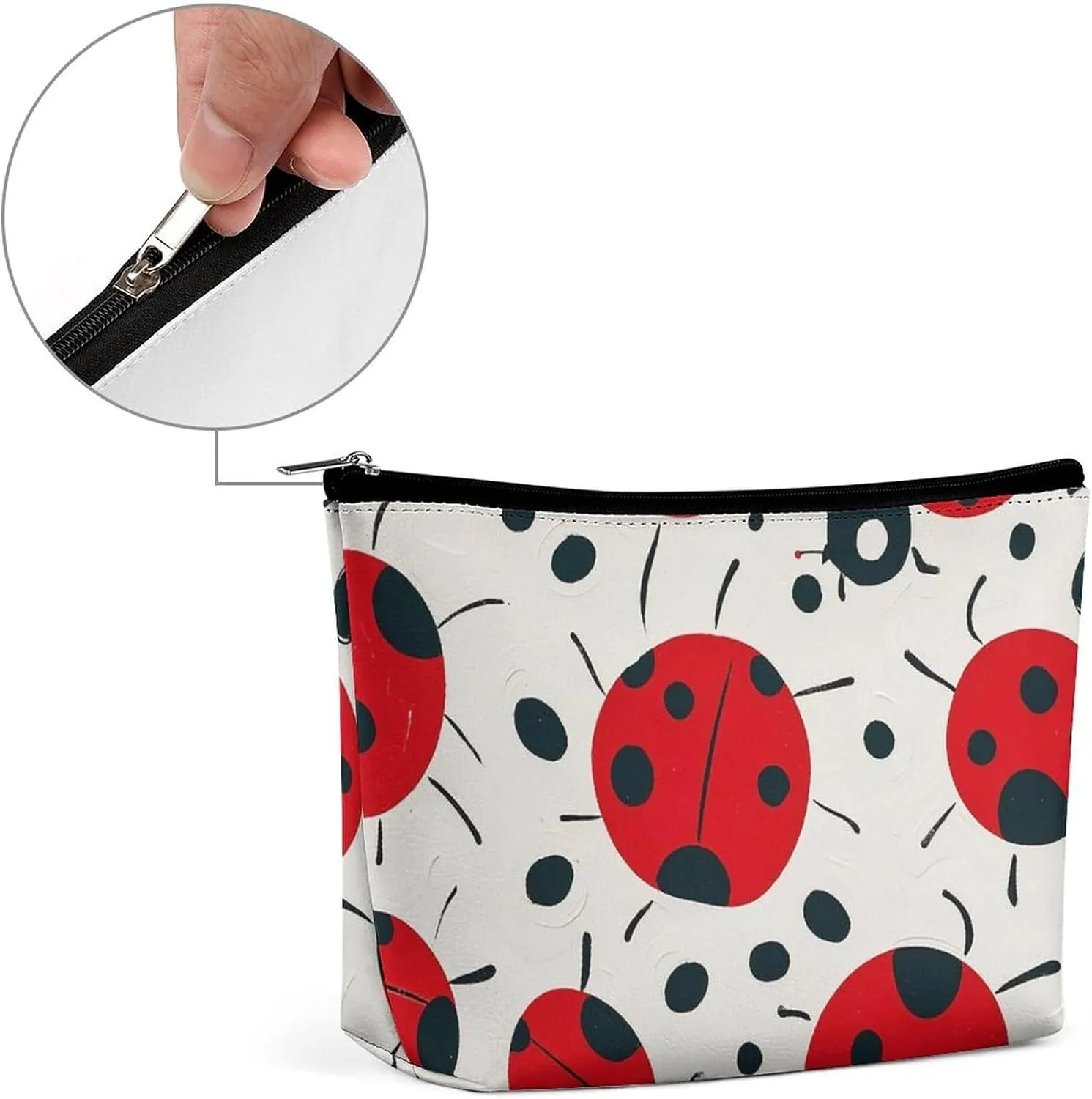 Toiletry Bag for Women Red Black Spotted Ladybug Cosmetic Bag Portable Capacity Travel Makeup Bags with Zipper Lightweight Cute Beauty Makeup Organizer for Traveling, Accessories, Essentials