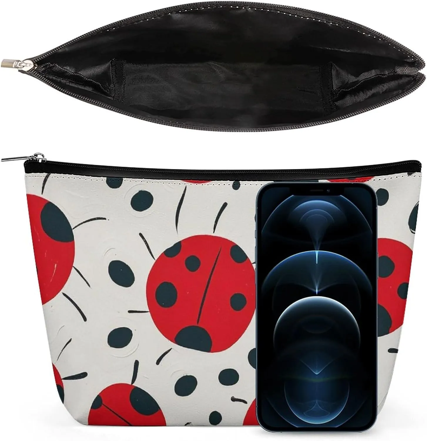 Toiletry Bag for Women Red Black Spotted Ladybug Cosmetic Bag Portable Capacity Travel Makeup Bags with Zipper Lightweight Cute Beauty Makeup Organizer for Traveling, Accessories, Essentials