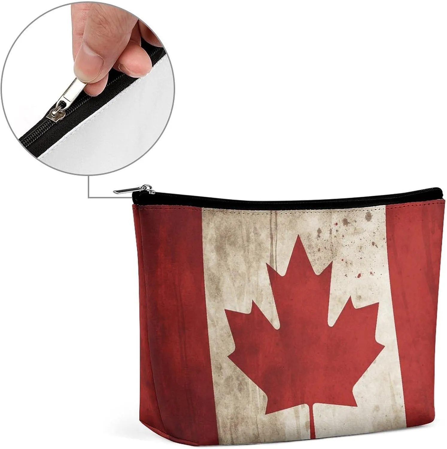 Toiletry Bag for Women Retro Canada Flag Cosmetic Bag Portable Capacity Travel Makeup Bags with Zipper Lightweight Cute Beauty Makeup Organizer for Traveling, Accessories, Essentials