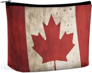 Toiletry Bag for Women Retro Canada Flag Cosmetic Bag Portable Capacity Travel Makeup Bags with Zipper Lightweight Cute Beauty Makeup Organizer for Traveling, Accessories, Essentials