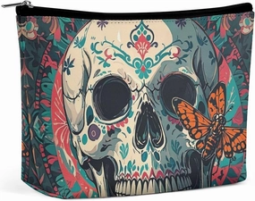 Toiletry Bag for Women Skeleton Death Moth Cosmetic Bag Portable Capacity Travel Makeup Bags with Zipper Lightweight Cute Beauty Makeup Organizer for Traveling, Accessories, Essentials