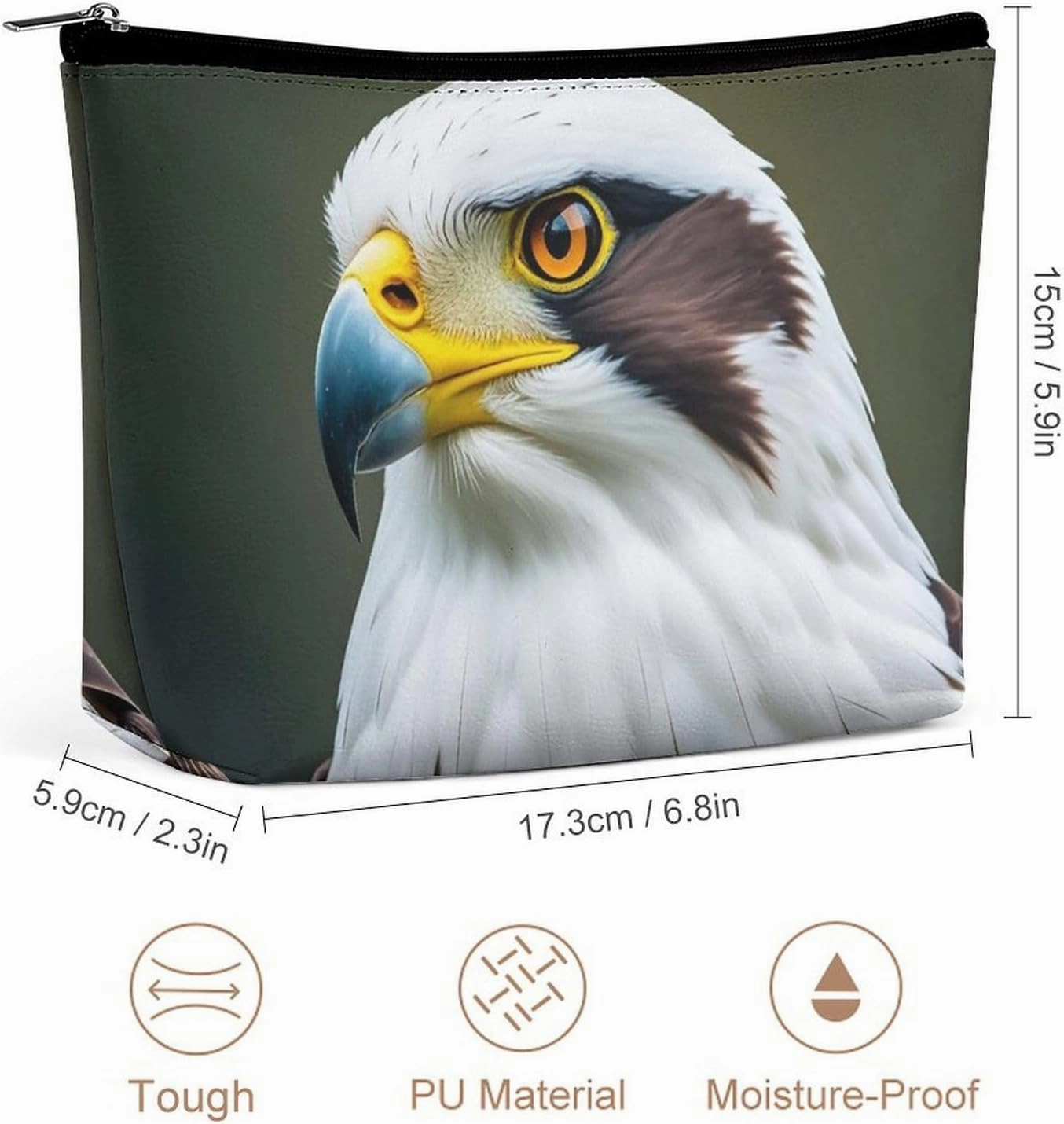 Toiletry Bag for Women Spear Falcon, White Eagle Cosmetic Bag Portable Capacity Travel Makeup Bags with Zipper Lightweight Cute Beauty Makeup Organizer for Traveling, Accessories, Essentials