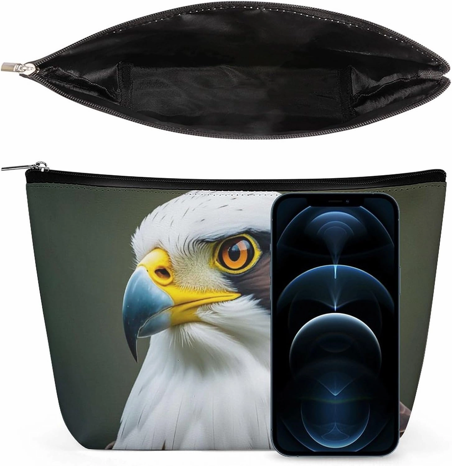 Toiletry Bag for Women Spear Falcon, White Eagle Cosmetic Bag Portable Capacity Travel Makeup Bags with Zipper Lightweight Cute Beauty Makeup Organizer for Traveling, Accessories, Essentials