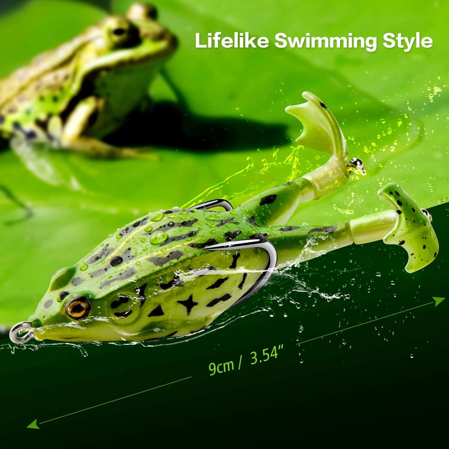 Topwater Frog Lure Bass Trout Fishing Lures Kit Set Realistic Prop Frog Soft Swimbait Floating Bait with Weedless Hooks for Freshwater Saltwater