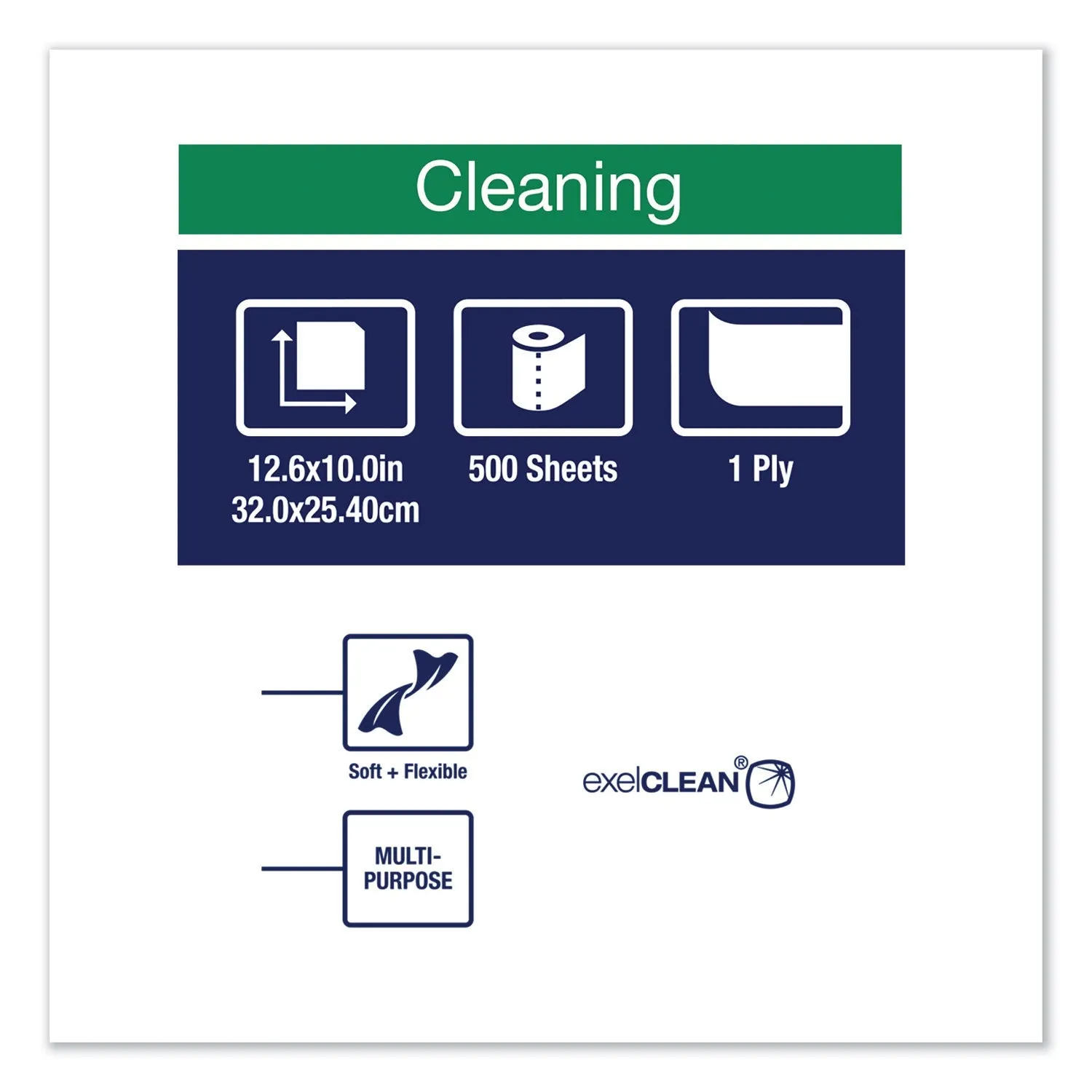 Tork® Cleaning Cloth, 12.6 X 10, White, 500 Wipes/carton