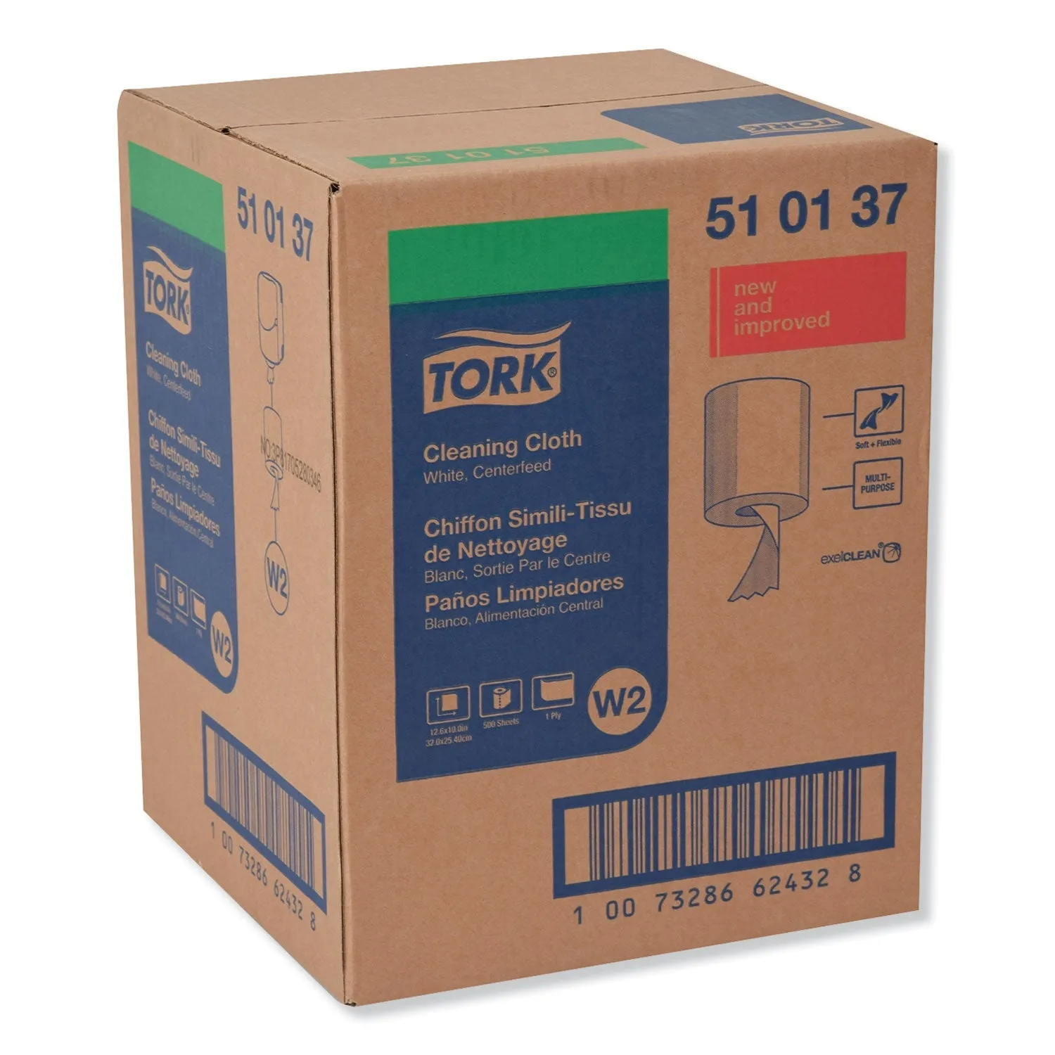 Tork® Cleaning Cloth, 12.6 X 10, White, 500 Wipes/carton